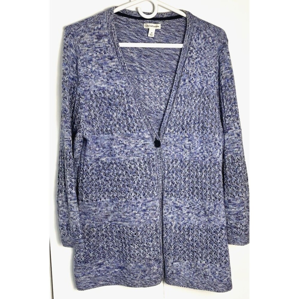 Croft & Barrow Womens Blue Marbled Cardigan Size Medium - Picture 1 of 8